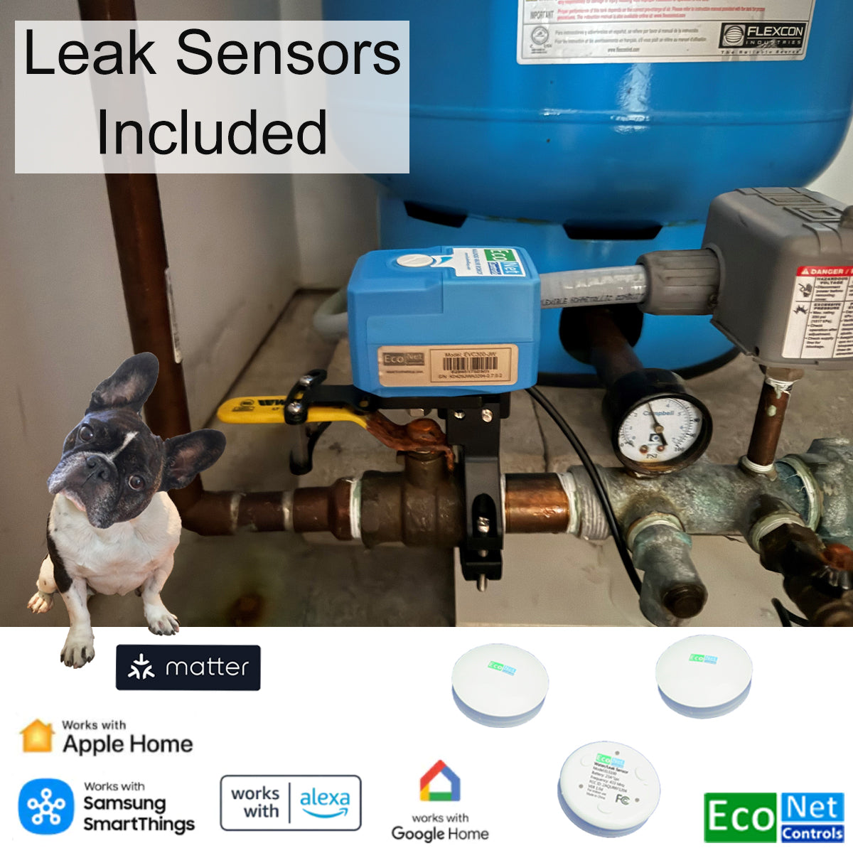 Bulldog Matter over WIFI Starter Kit with 3 sensors– Easy Installation, No Plumbing Required, Smart Home Optional