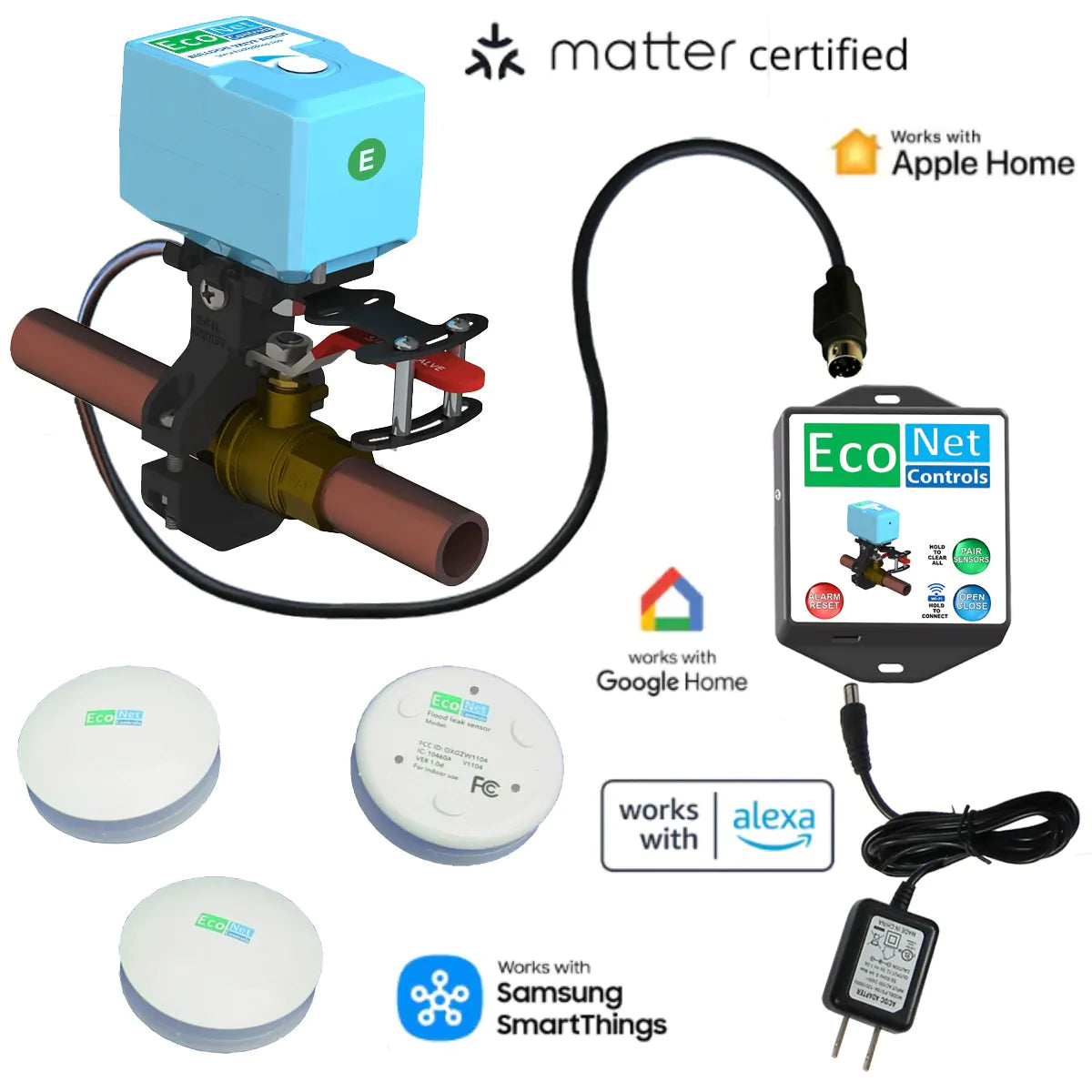 Bulldog Matter over WIFI Starter Kit with 3 sensors– Easy Installation, No Plumbing Required, Smart Home Optional