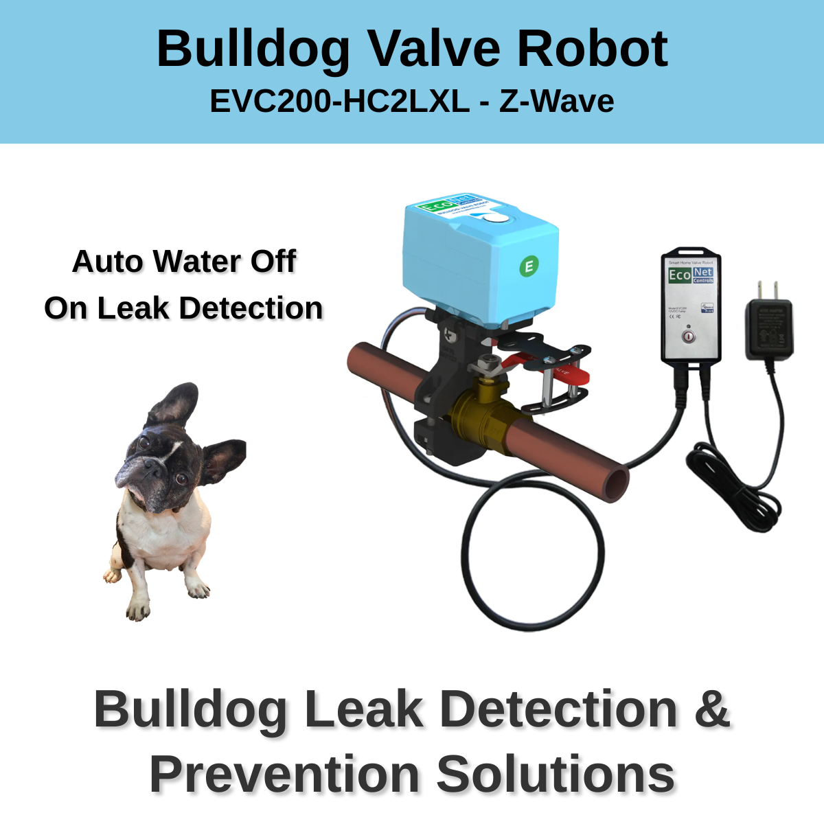 Bulldog Valve Robot EVC200-HC2LXL – Z-Wave Smart Water Valve, No Plumbing Required, Easy Installation for Valves up to 1.5" | Z-Wave Hub/Controller Required