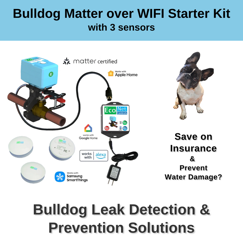 Bulldog Matter over WIFI Starter Kit with 3 sensors– Easy Installation, No Plumbing Required, Smart Home Optional