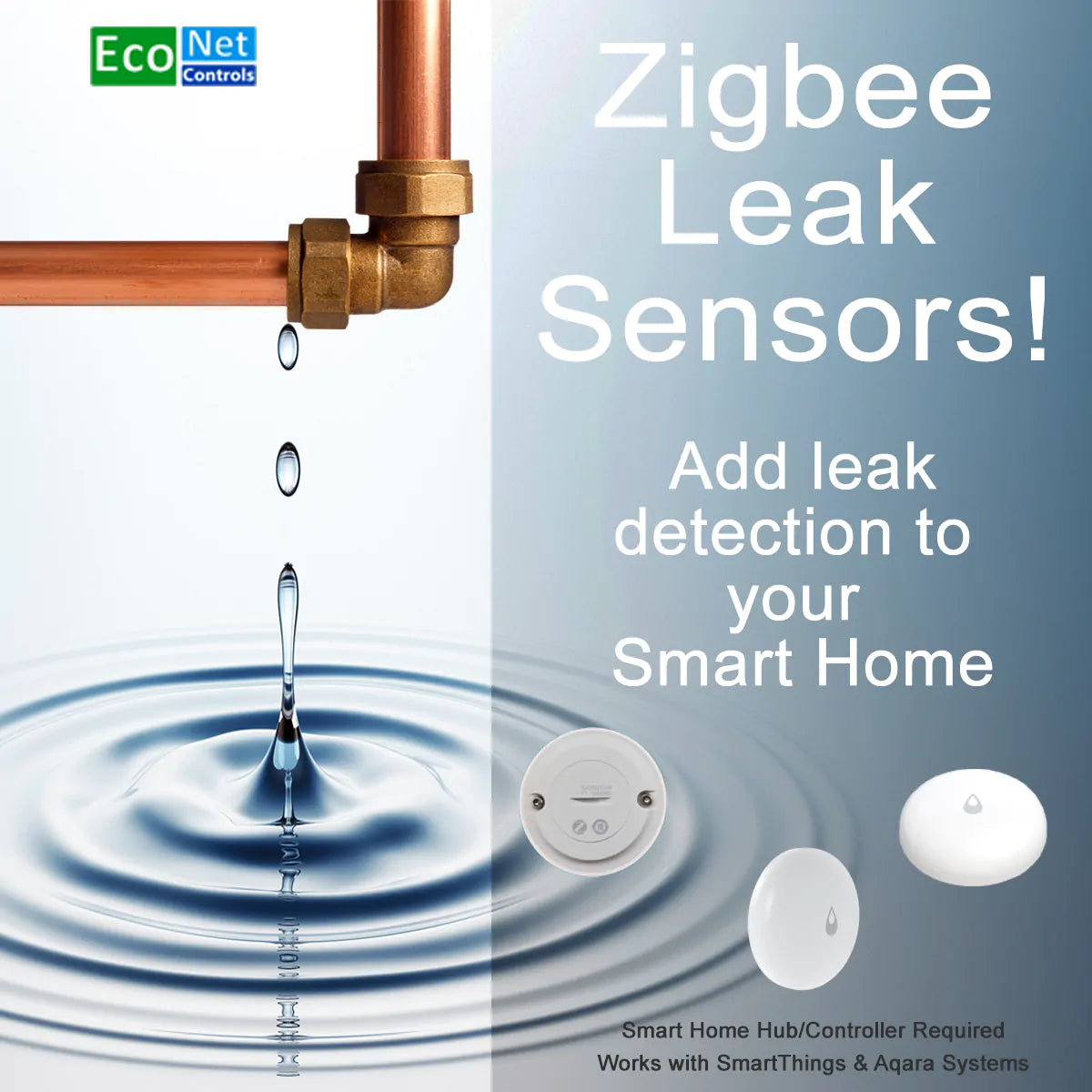 Zigbee Leak Sensors, 3-Pack (Compatible with SmartThings, Aqara)